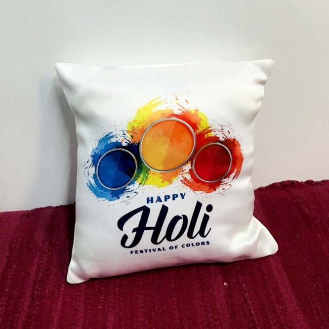Happy Holi Printed Cushion Cover - Image 2